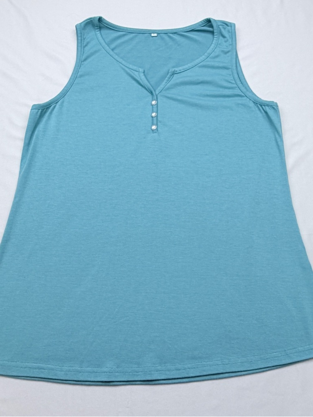 Light Blue Sleeveless Henley Tank Top